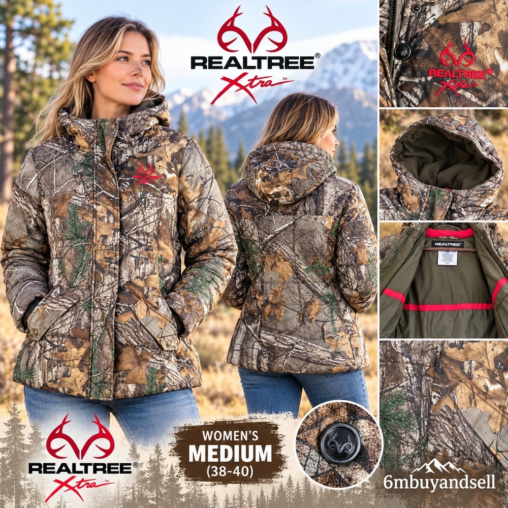 Realtree Xtra Camo Hooded Hunting Jacket Womens Medium 38-40 TKF-W4157/RT
